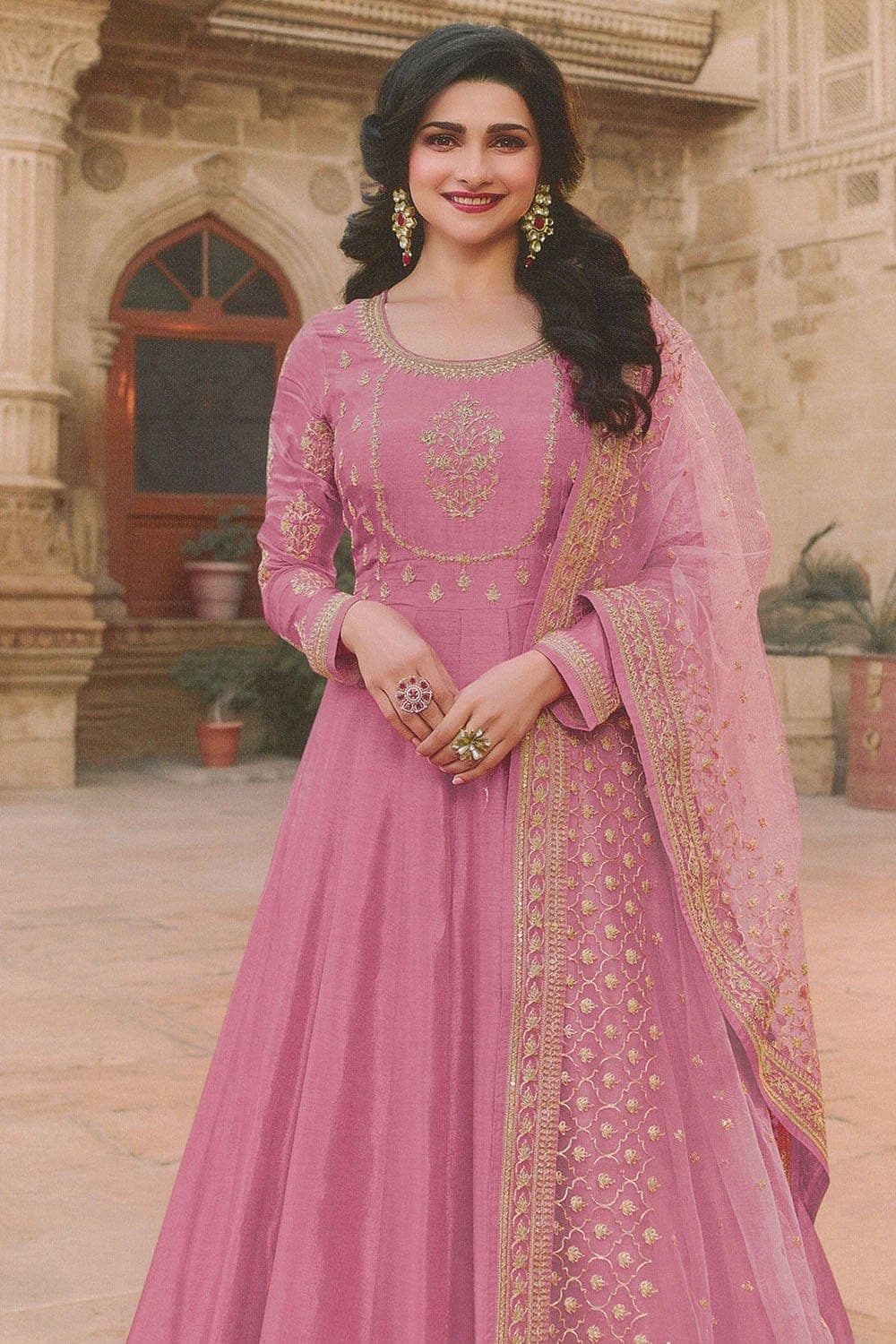 Ruby Pink Anarkali Dress online-Karagiri